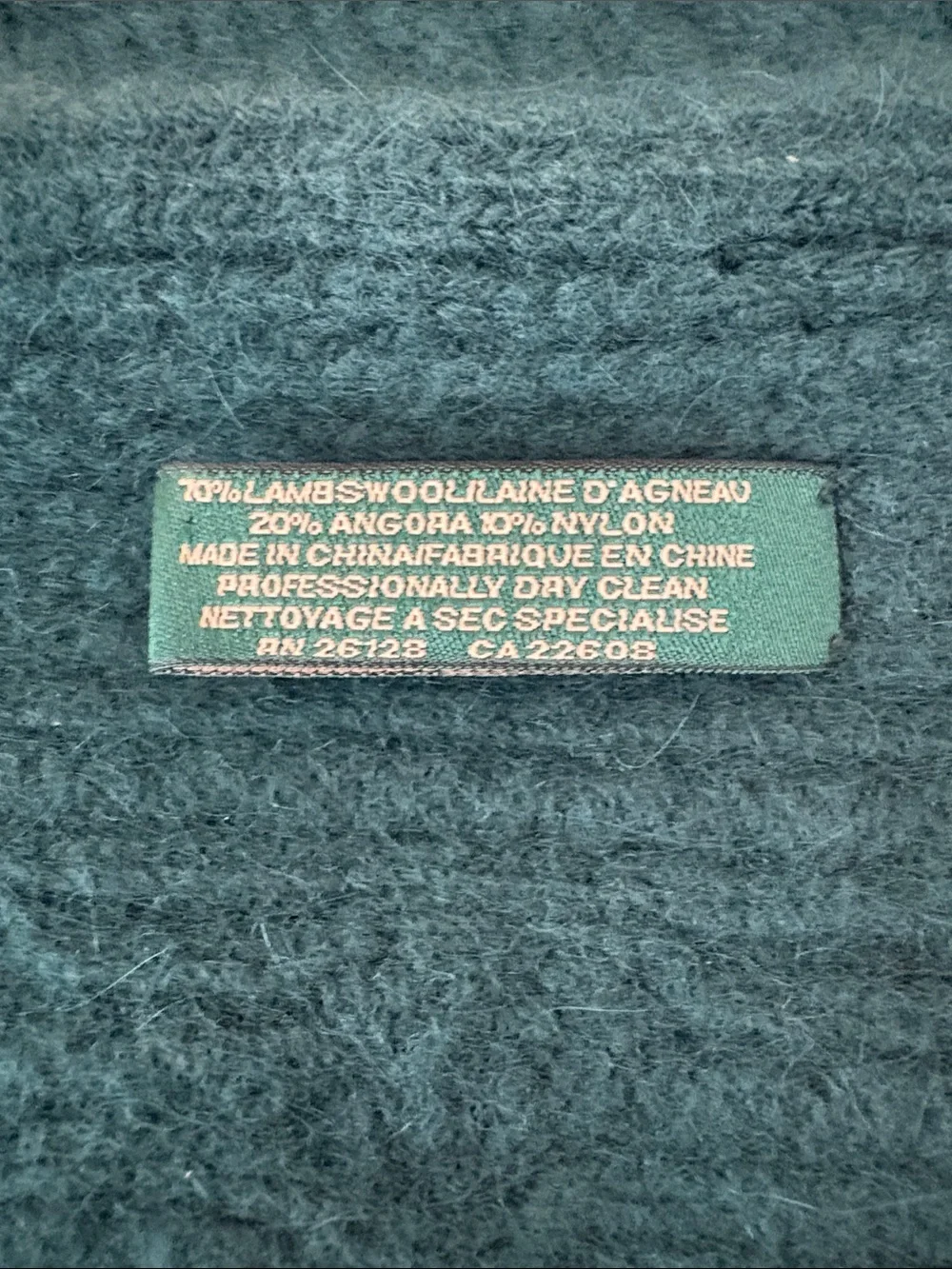 Lauren Ralph Lauren Lambswool Soft Dark Green Cable Knit Scarf SZ OS
